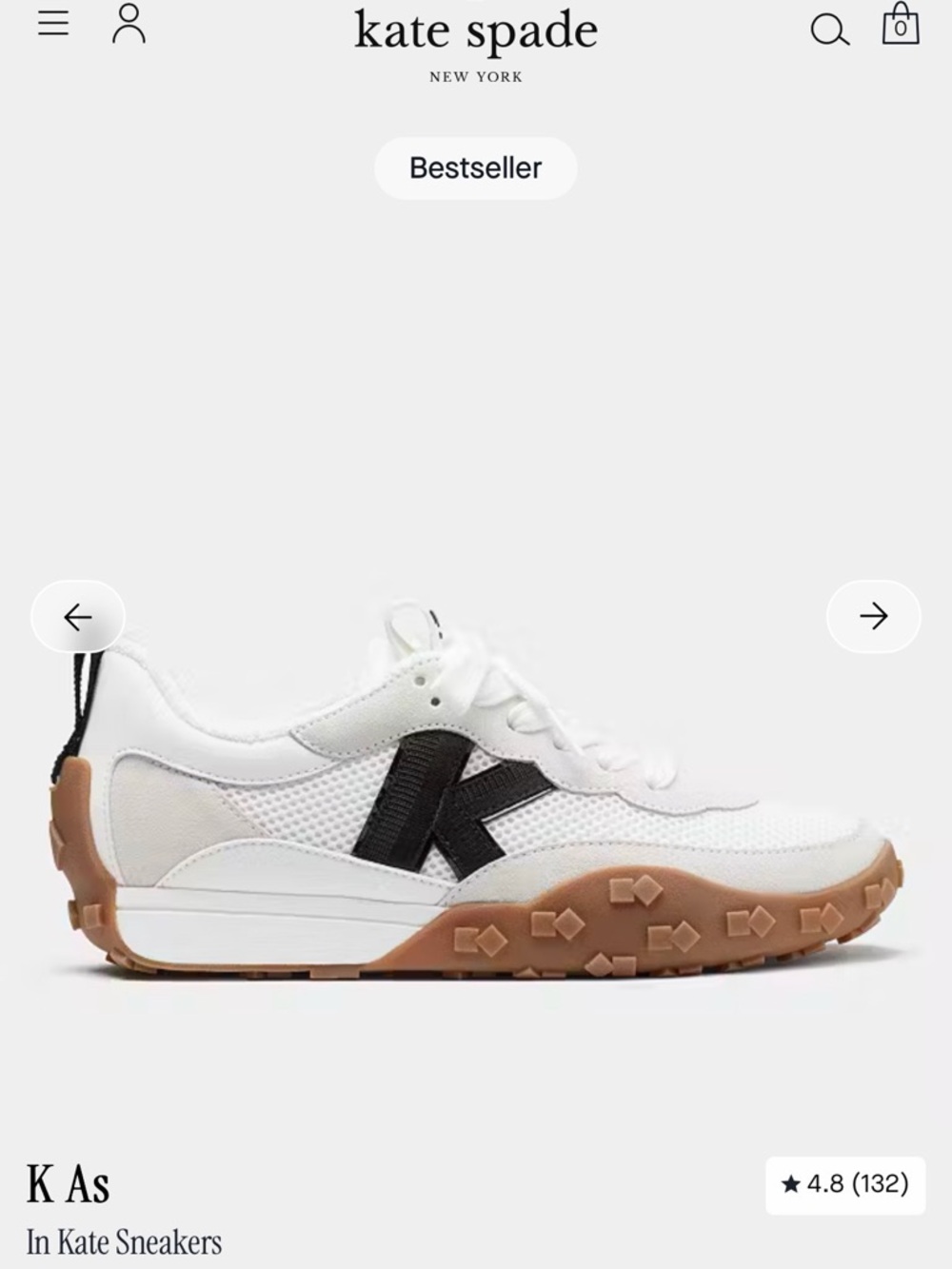 Kate spade K as in Kate White & Black Mesh & Leather Sneakers - Picture 2 of 10